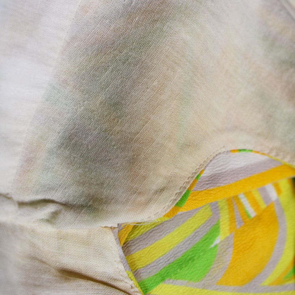 60s yellow green psychedelic swirl sheath dress