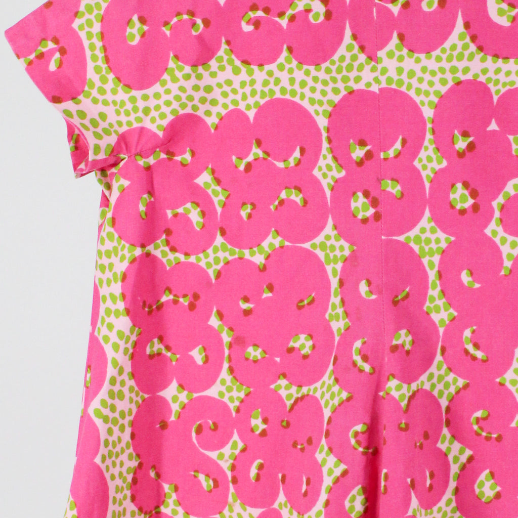 70s marimekko for design research pink swirl cotton shift dress/tunic