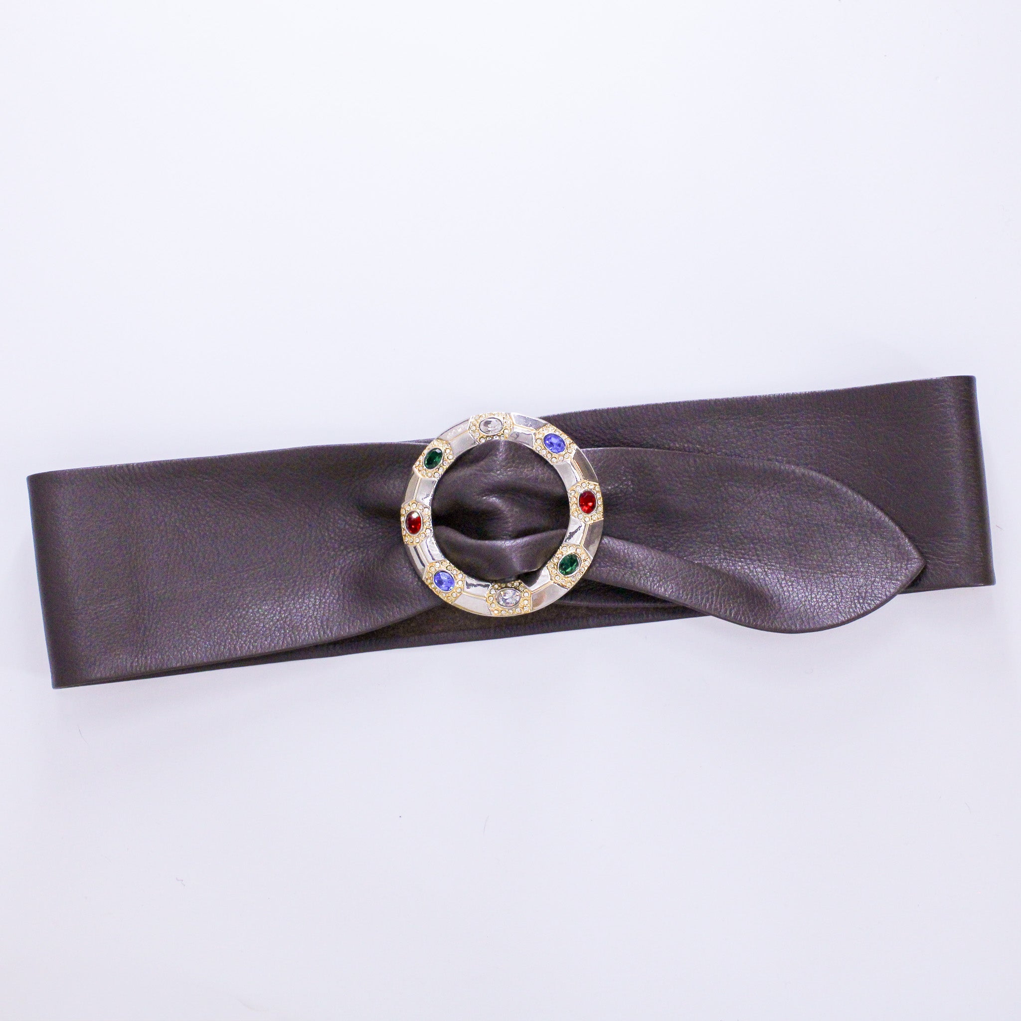 1980s christian dior jeweled o-ring wide leather belt