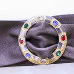 1980s christian dior jeweled o-ring wide leather belt