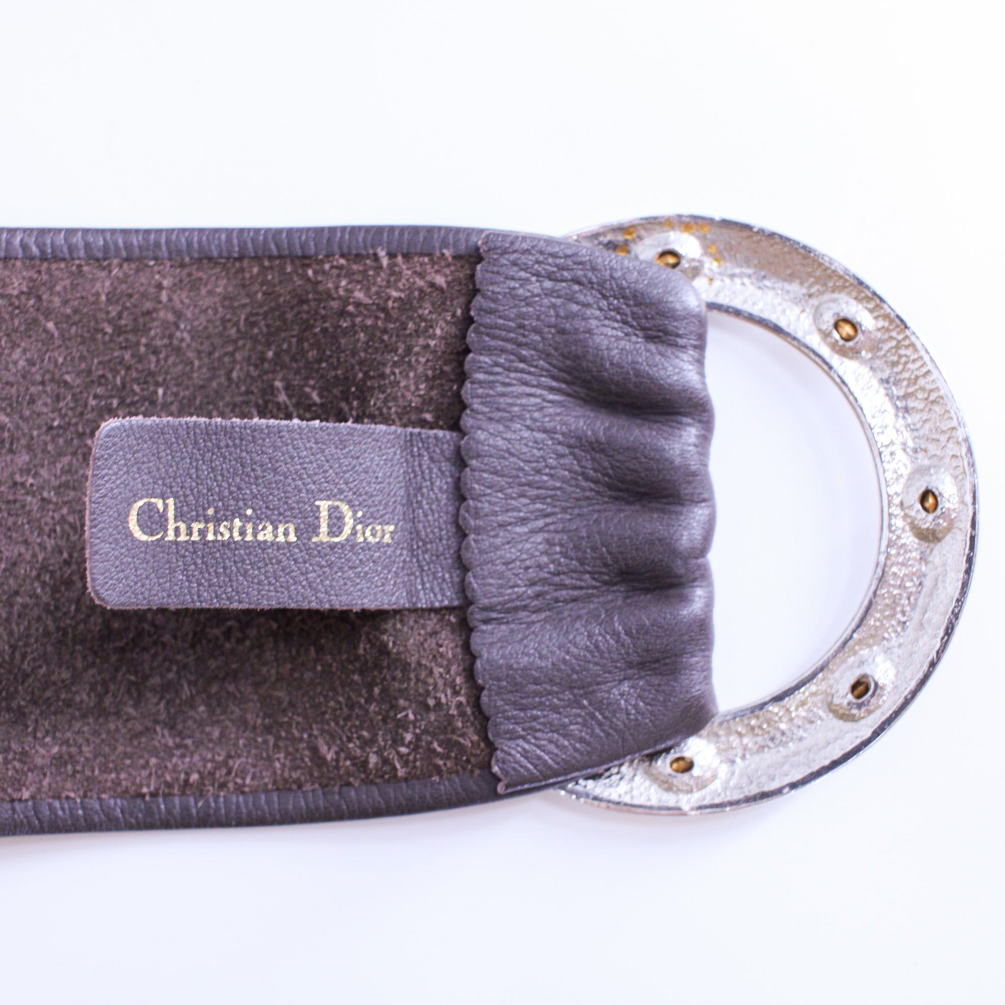 1980s christian dior jeweled o-ring wide leather belt