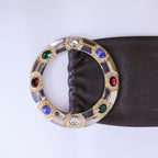 1980s christian dior jeweled o-ring wide leather belt