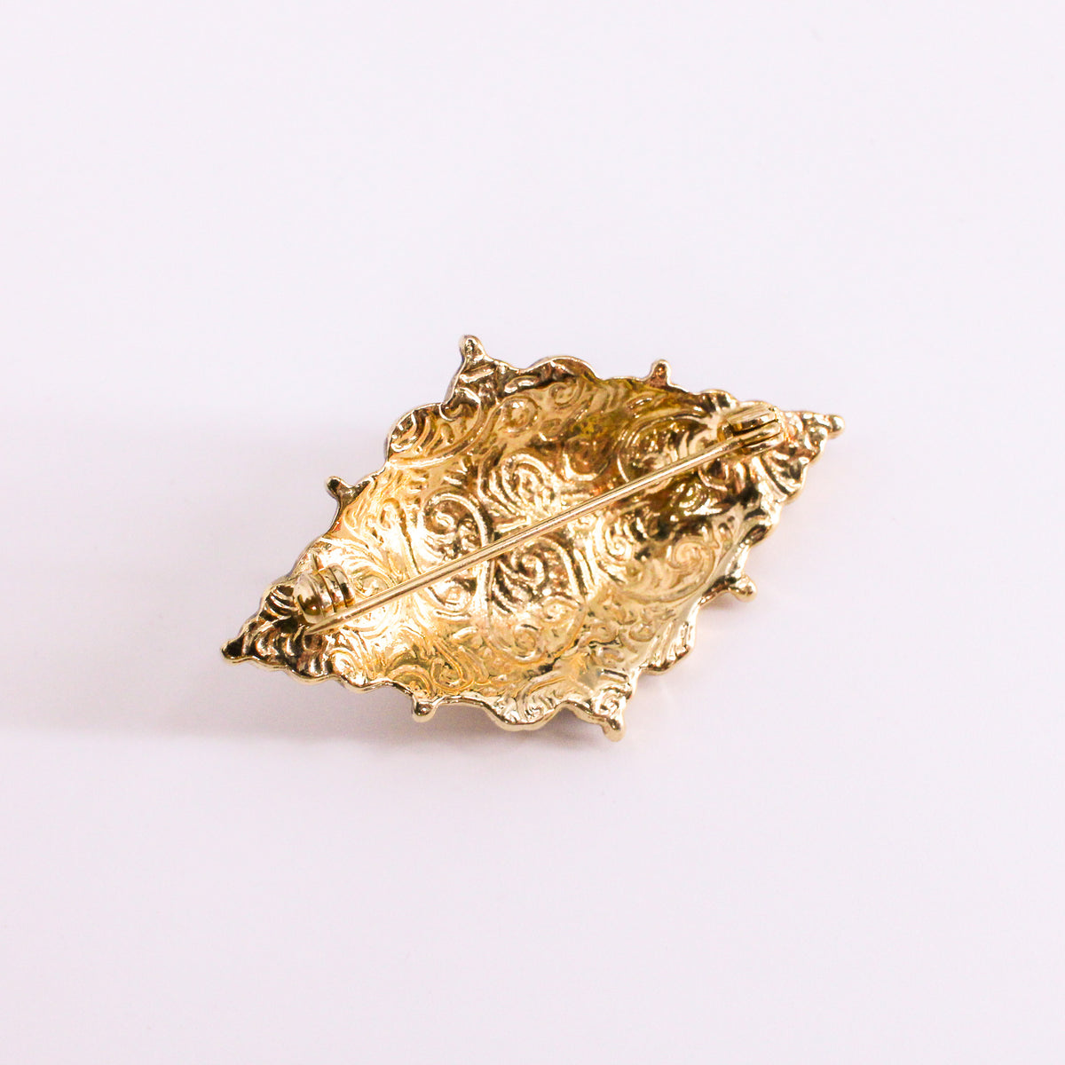 80s byzantine revival brooch - amber cabochon and jewel-tone glass