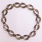 50s sterling silver foliate leaf-link choker necklace