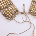 40s beaded faux pearl & rhinestone collar necklace