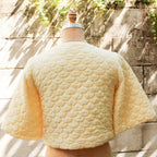 50s barbizon dream puff bed jacket - collar and label detail closeup
