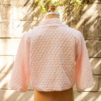 70s pink quilted bed jacket - collar and embroidered rosebud detail