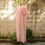 60s gmc sheer pink chiffon peignoir - side full length on dress form