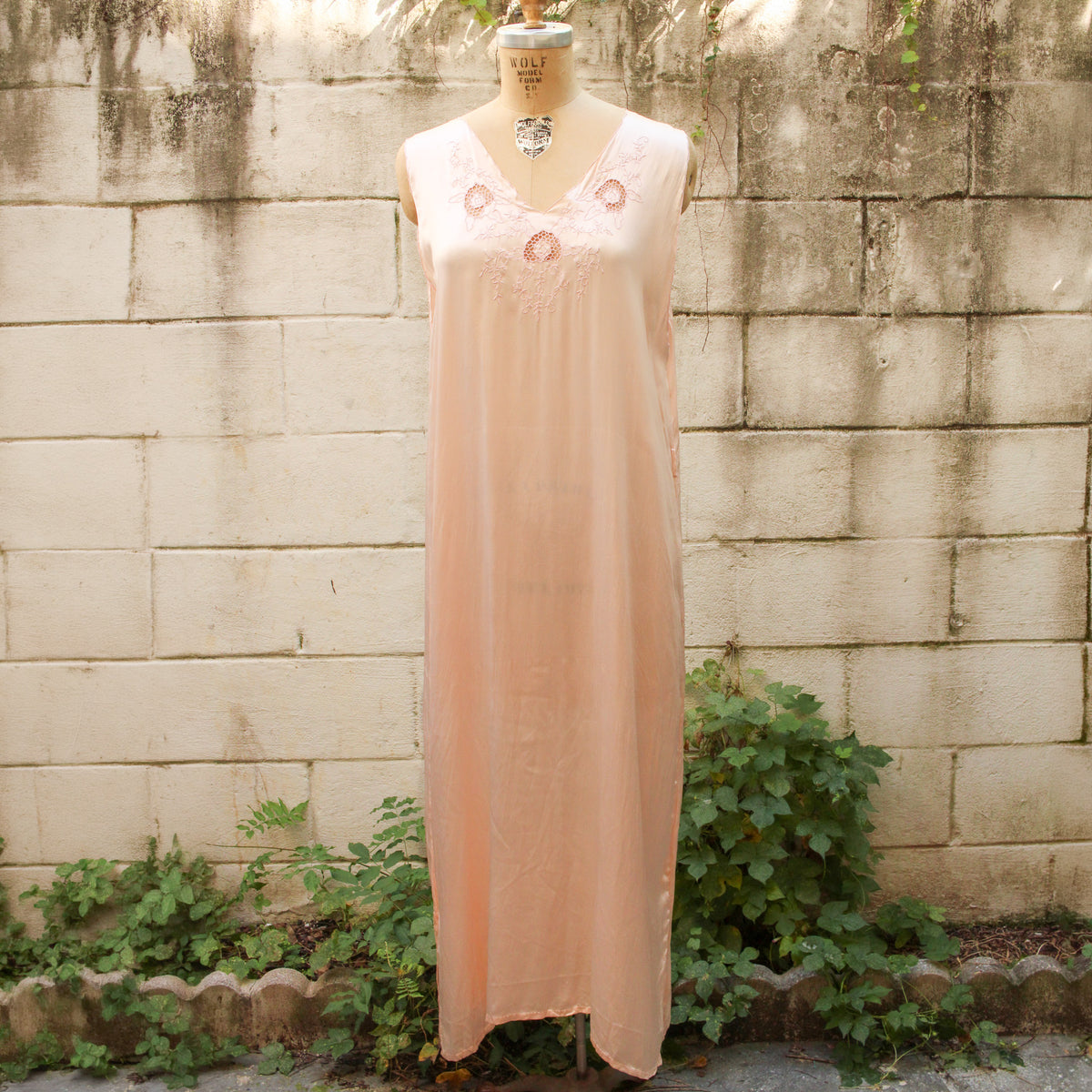 20s silk chemise with cutwork embroidery