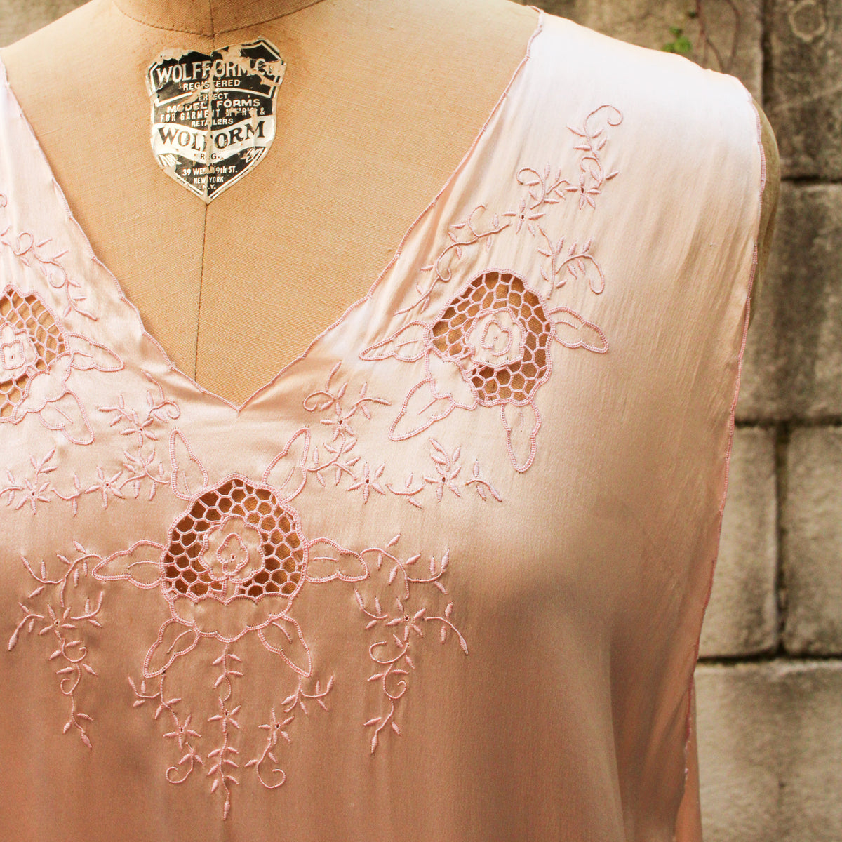 20s silk chemise with cutwork embroidery