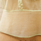 40s RARE sheer chiffon ruffle blouse with rhinestone buttons
