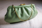 70s mint green bow clasp chain clutch