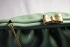 70s mint green bow clasp chain clutch