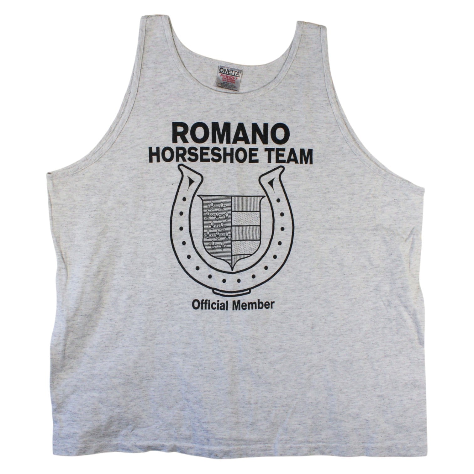 90s oneita romano horseshoe team cutoff tee