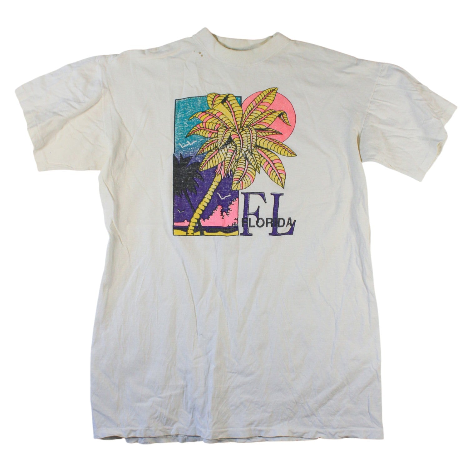 90s florida palm sunset single stitch tee