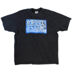 60s harwood steiger blue landscape quilted applique tee - one-of-a-kind