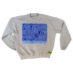 60s harwood steiger avian panel sweatshirt in heather grey - designer textile