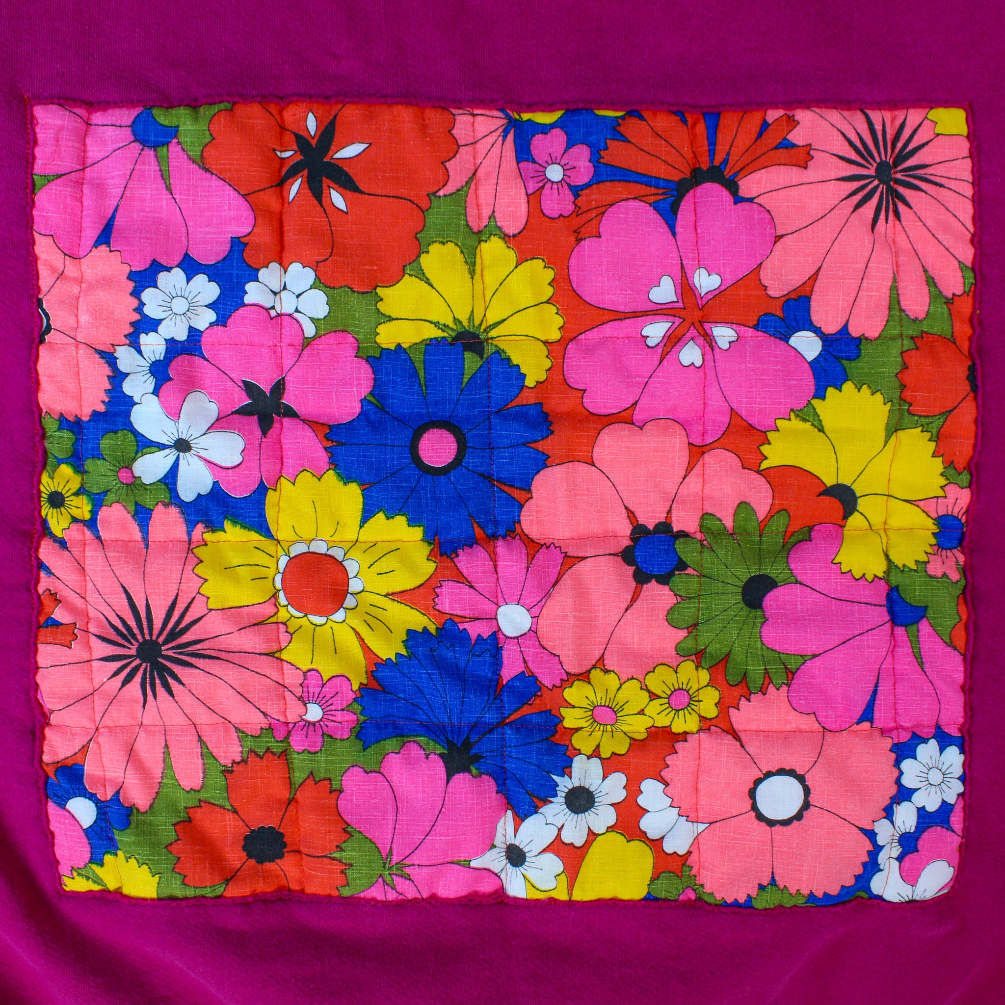 60s psychedelic reverse-appliqué magenta sweatshirt - one-of-a-kind