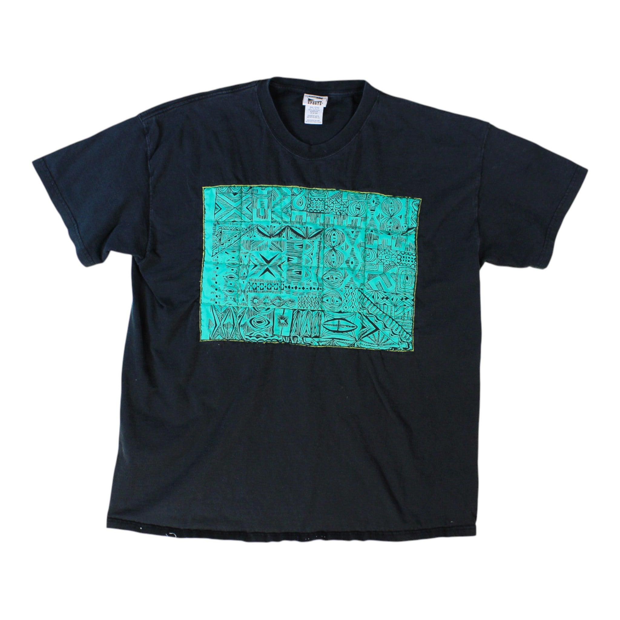60s harwood steiger print appliqué tee in charcoal