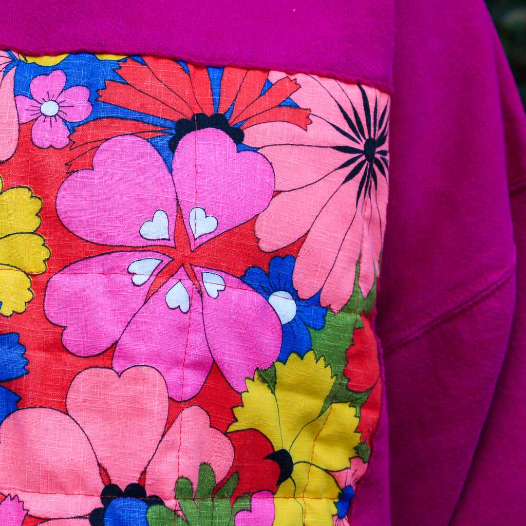 60s psychedelic reverse-appliqué magenta sweatshirt - one-of-a-kind