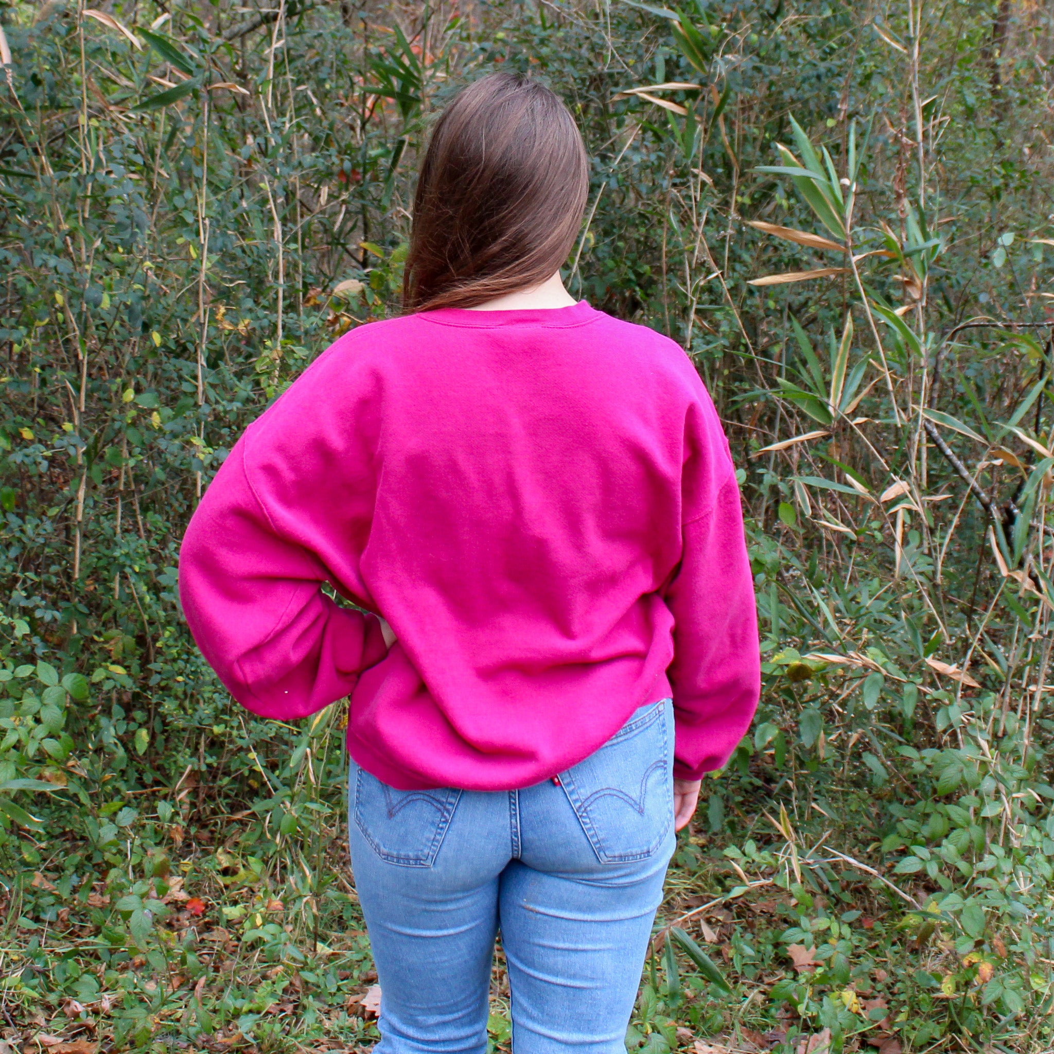 60s psychedelic reverse-appliqué magenta sweatshirt - one-of-a-kind