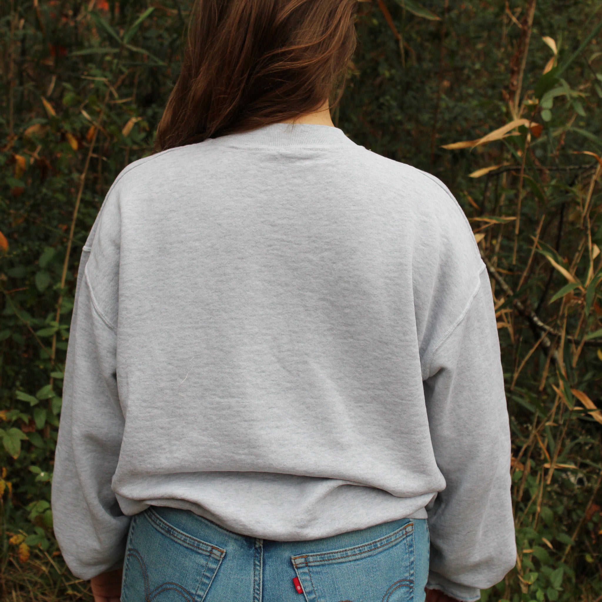 60s harwood steiger avian panel sweatshirt in heather grey - designer textile