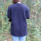 60s harwood steiger blue landscape quilted applique tee - one-of-a-kind