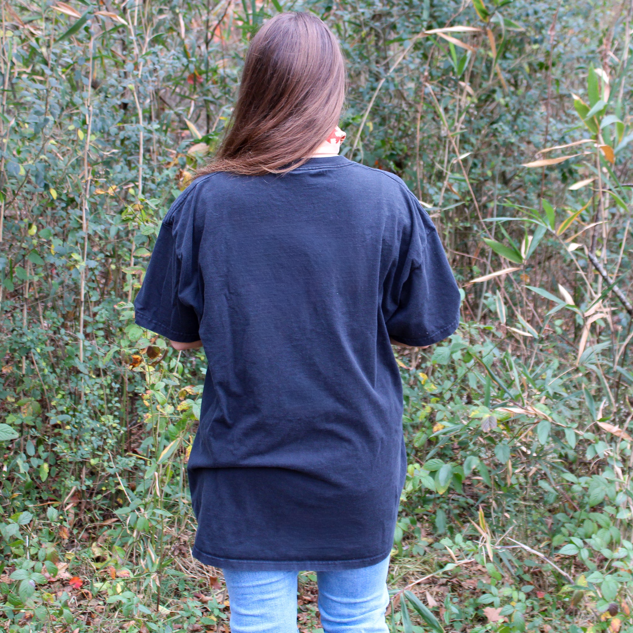 60s harwood steiger print appliqué tee in charcoal