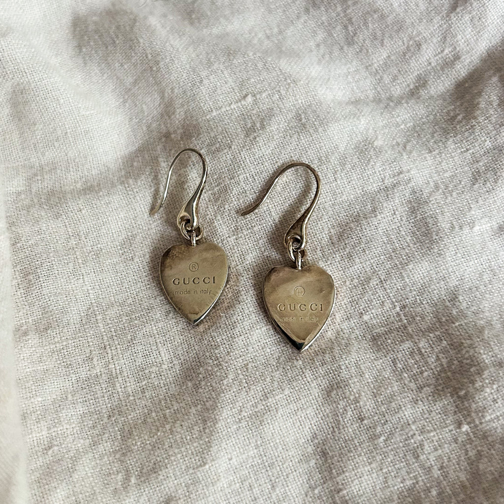 y2k gucci heart drop earrings- sterling silver