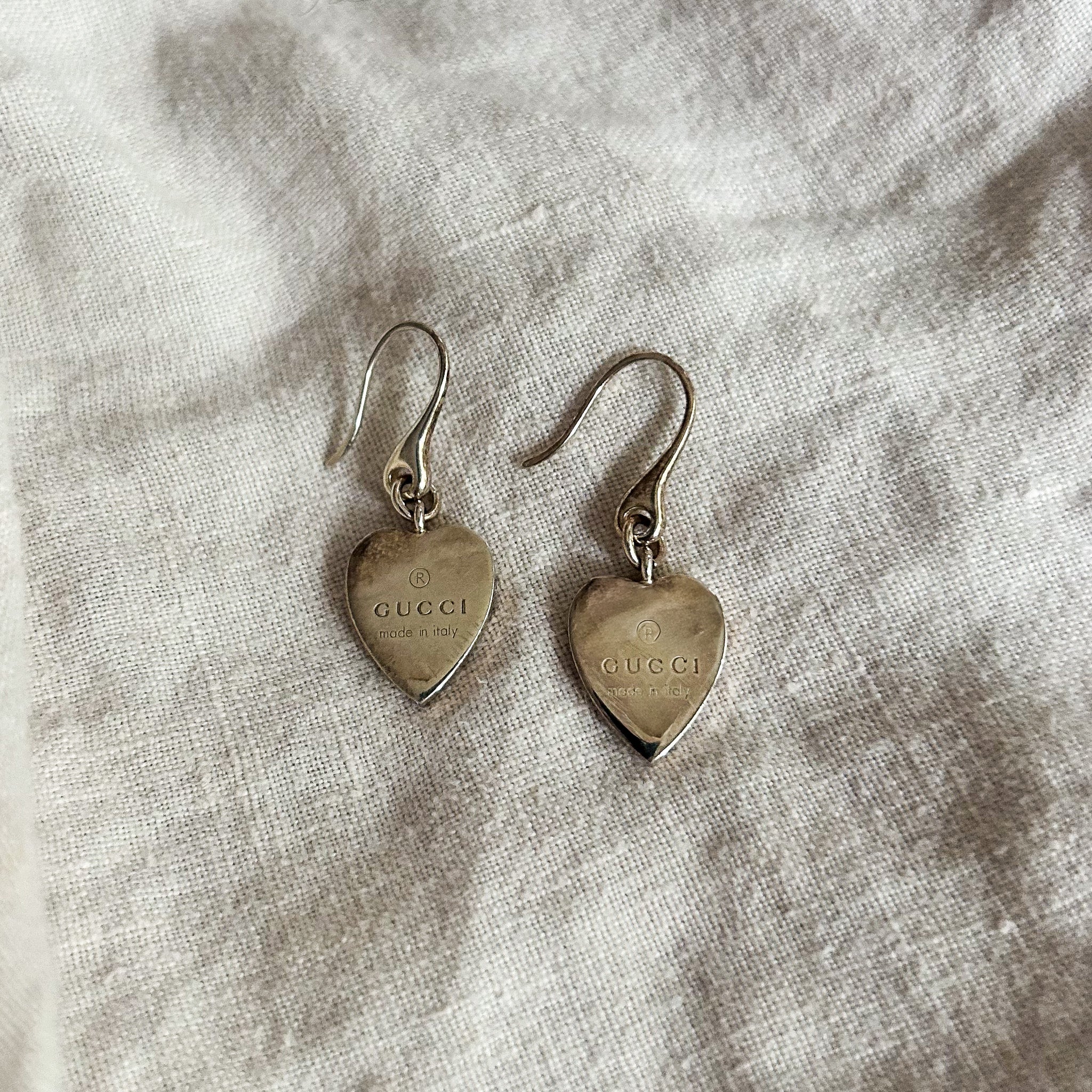 y2k gucci heart drop earrings- sterling silver