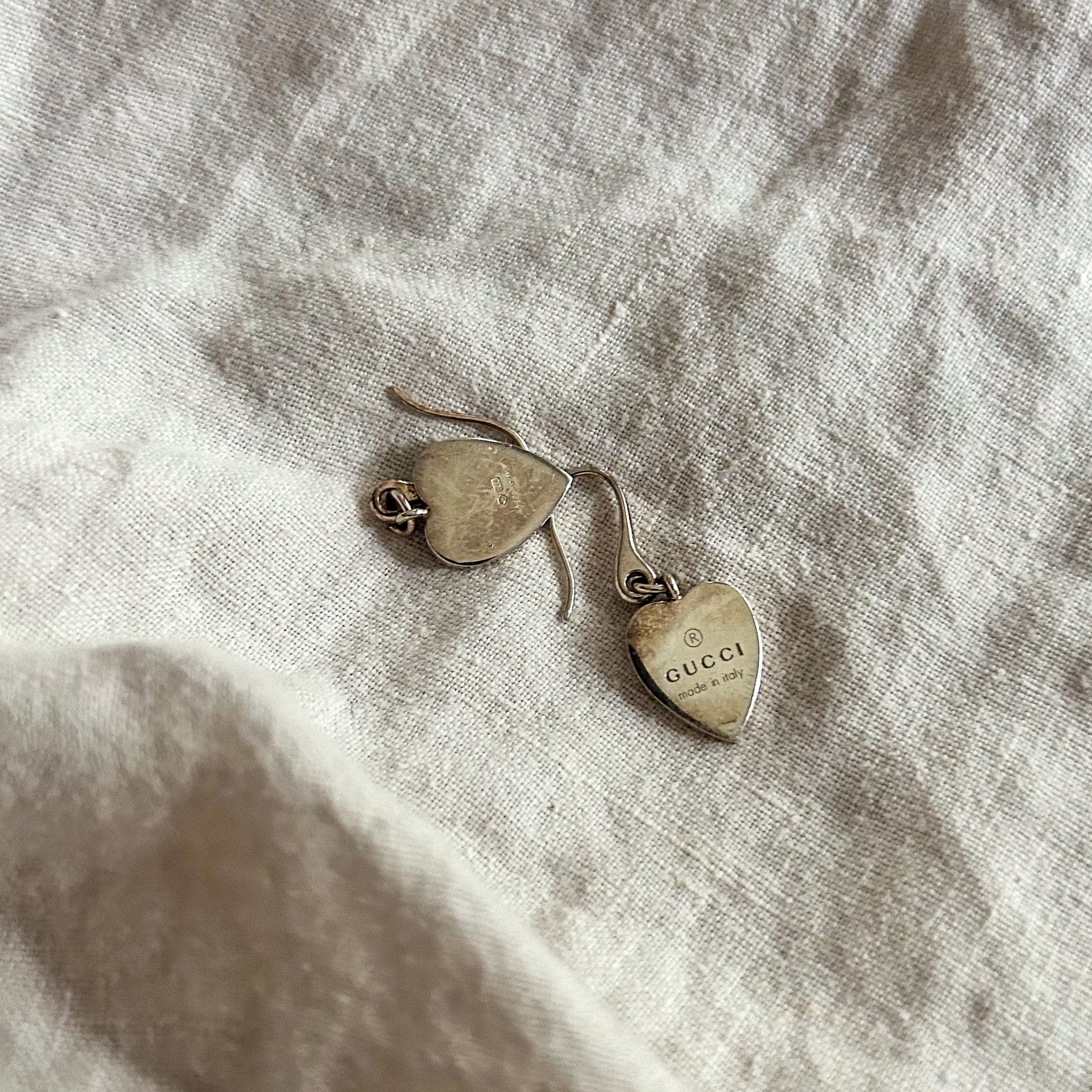 y2k gucci heart drop earrings- sterling silver