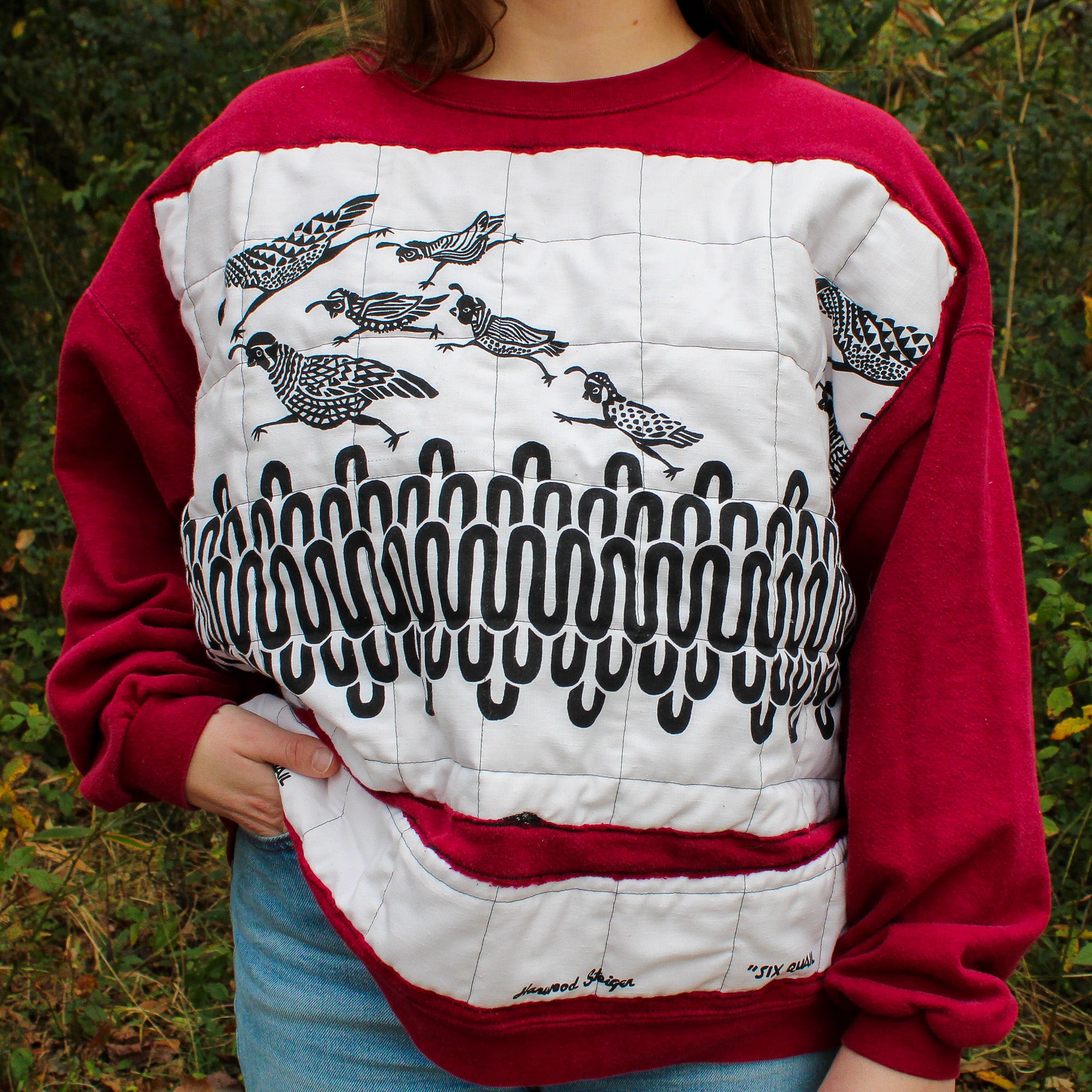 60s harwood steiger six quail quilted remade - designer mcm textile