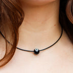 60s 8-ball bead leather choker necklace - remade