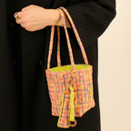 clover bag charm - 60s lucite & textiles