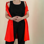 60s bright red-orange tailored mod dress