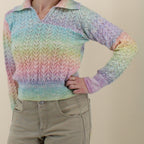 70s rainbow mohair handknit sweater