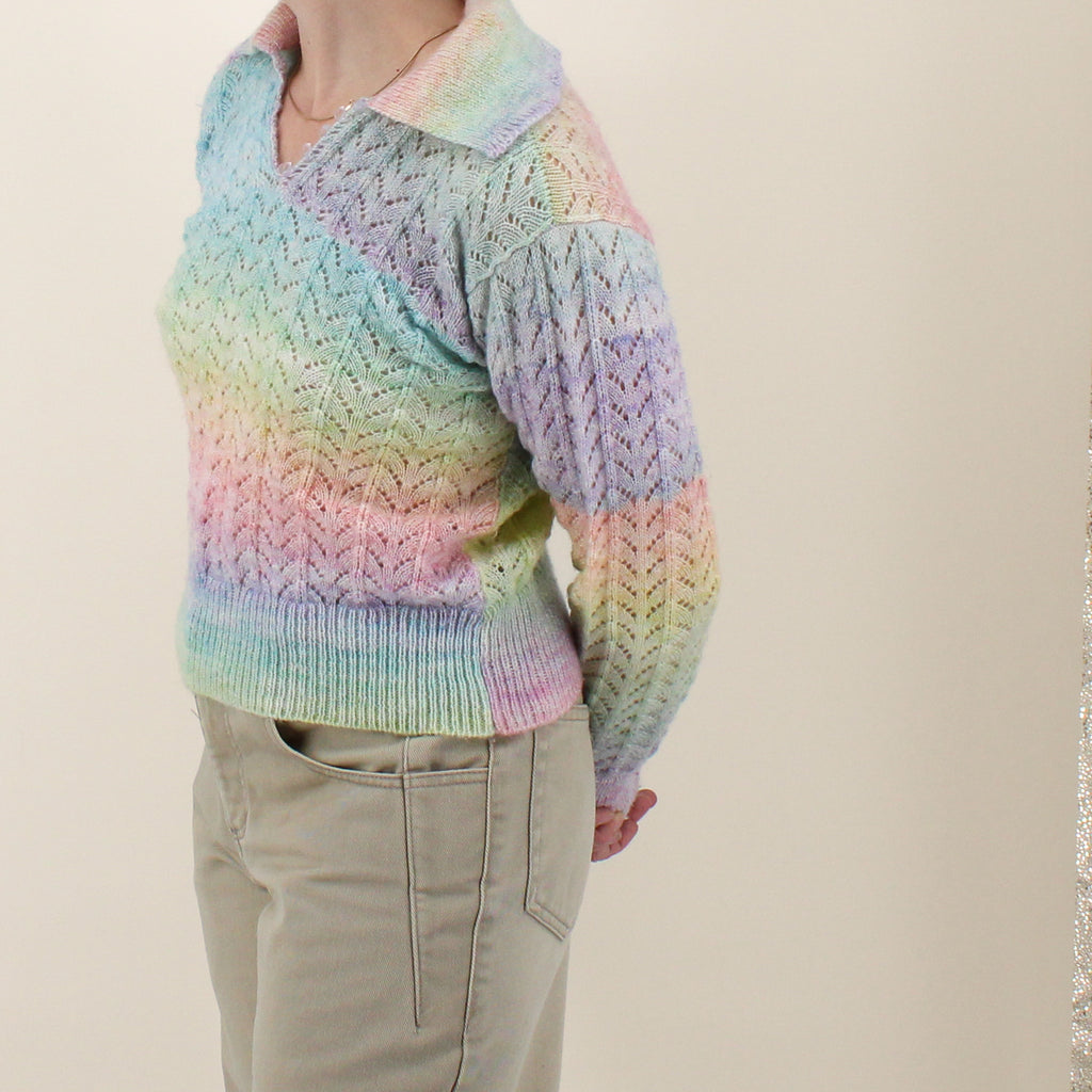 70s rainbow mohair handknit sweater