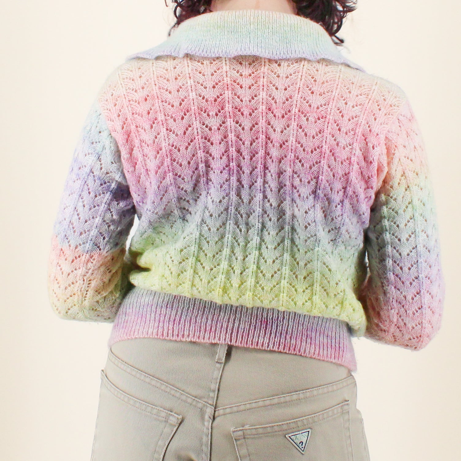 70s rainbow mohair handknit sweater