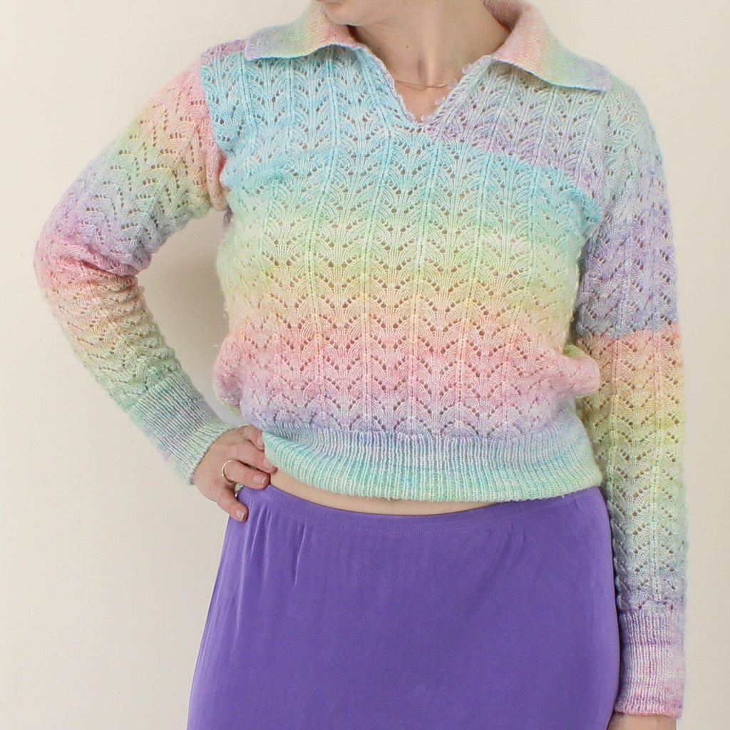 70s rainbow mohair handknit sweater