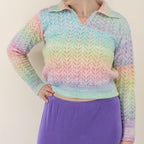 70s rainbow mohair handknit sweater