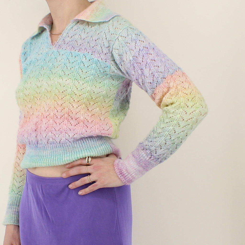 70s rainbow mohair handknit sweater