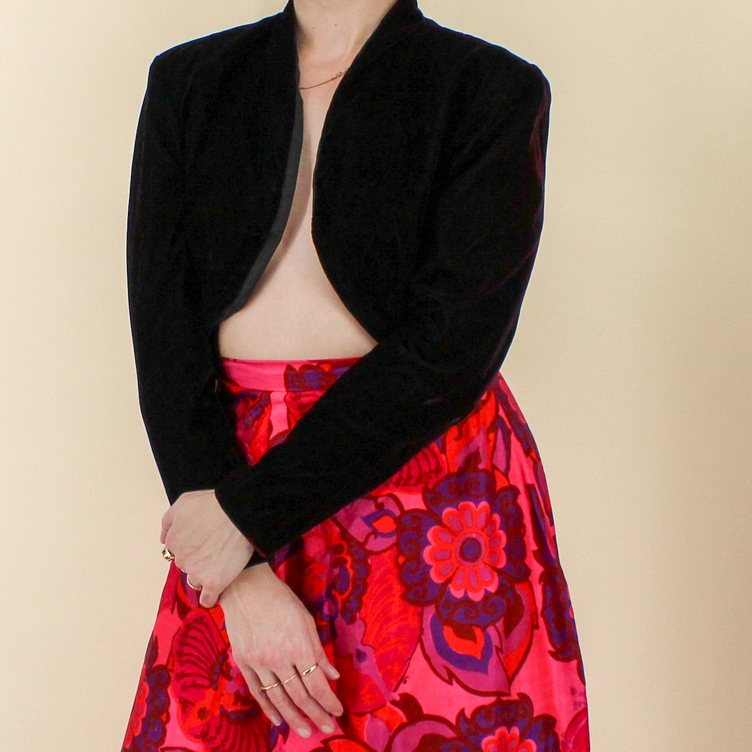 90s dark oxblood velvet bolero jacket