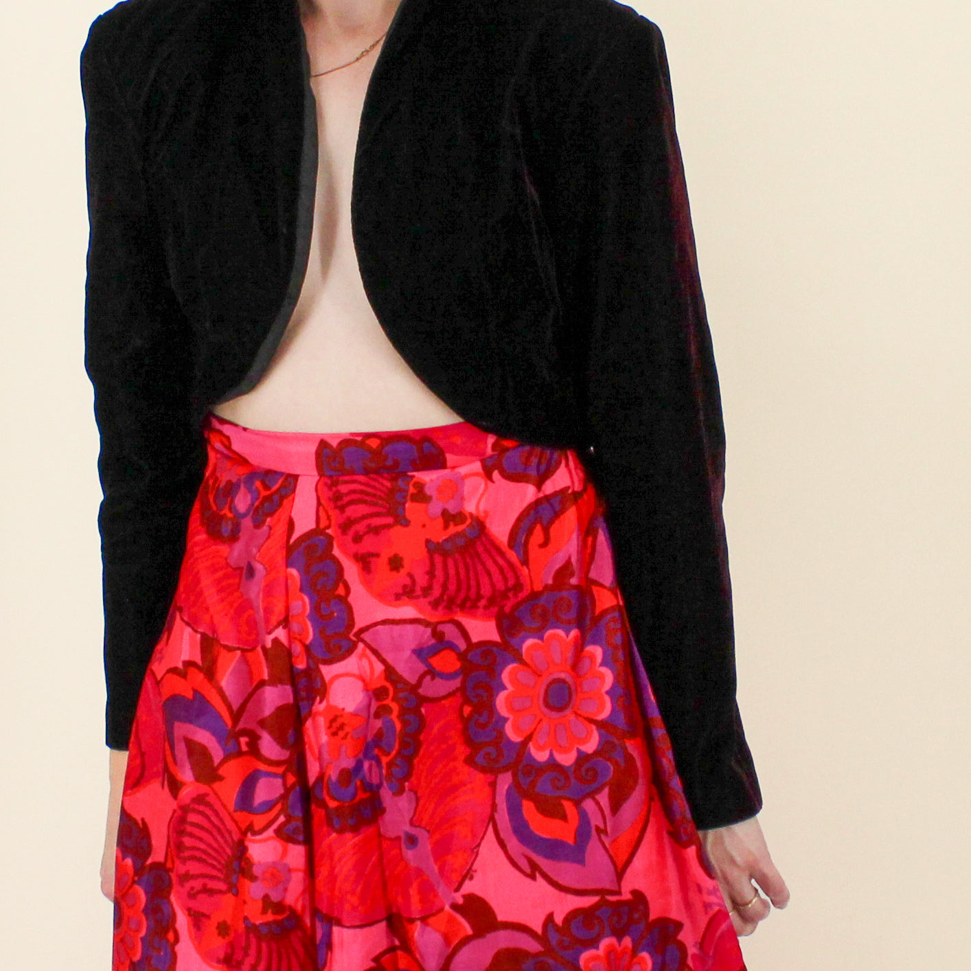 90s dark oxblood velvet bolero jacket