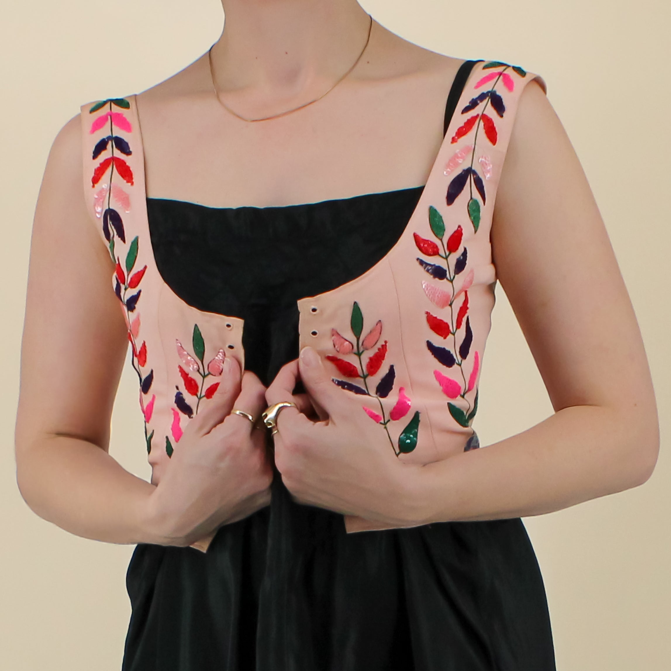 40s hattie carnegie sequin floral corset bodice - museum rarity