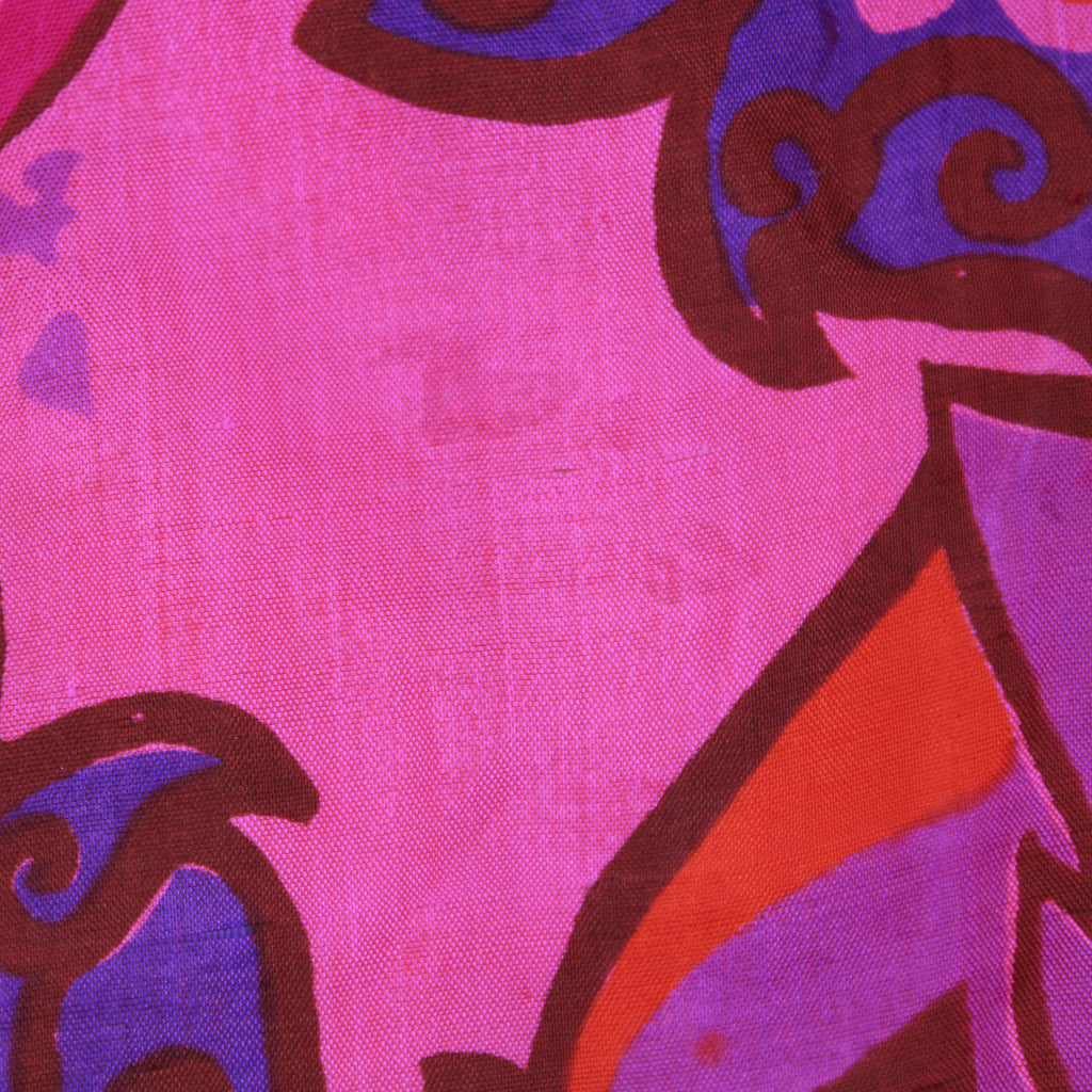 70s psychedelic floral dupioni silk maxi skirt