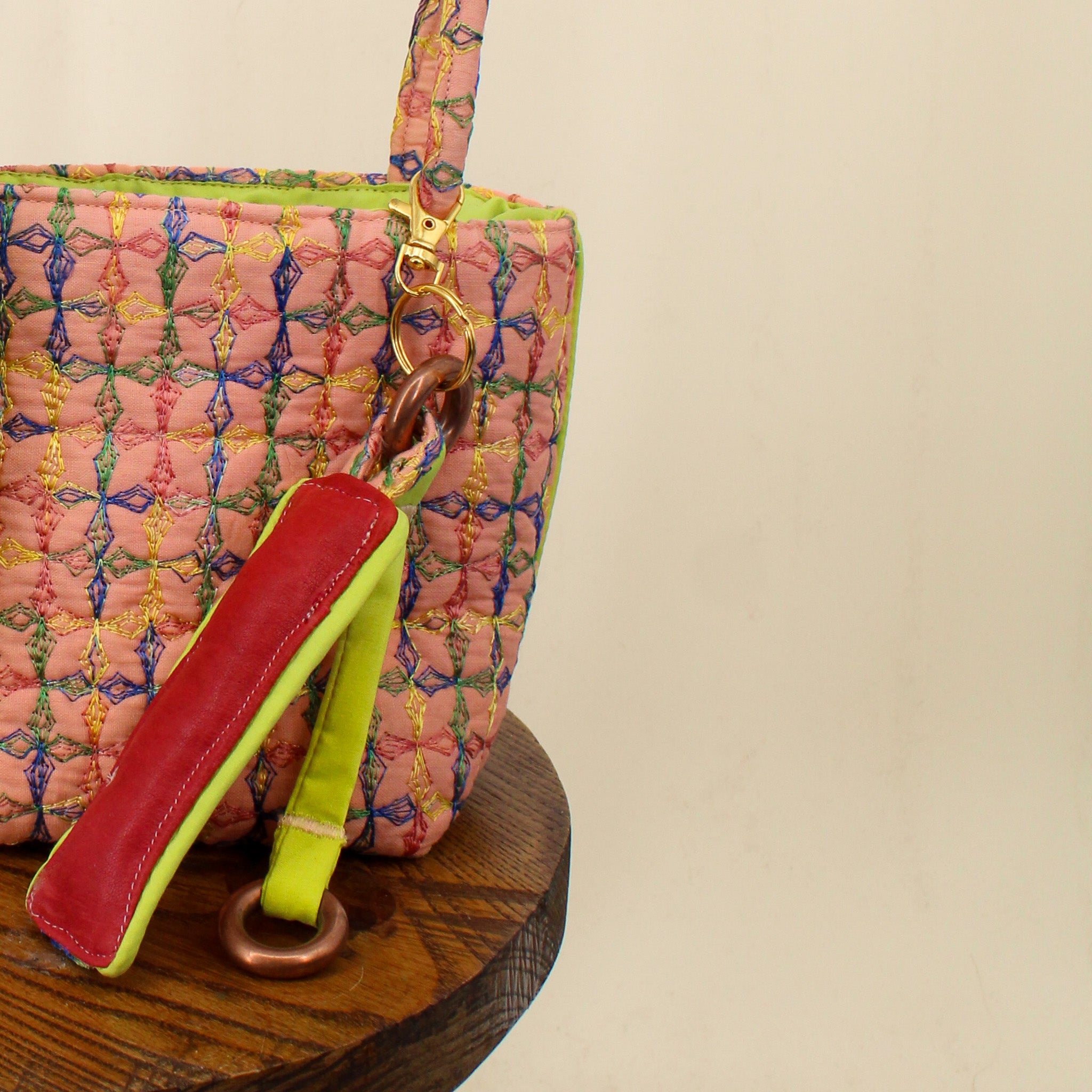 millie mini-purse -  50s embroidered quilting