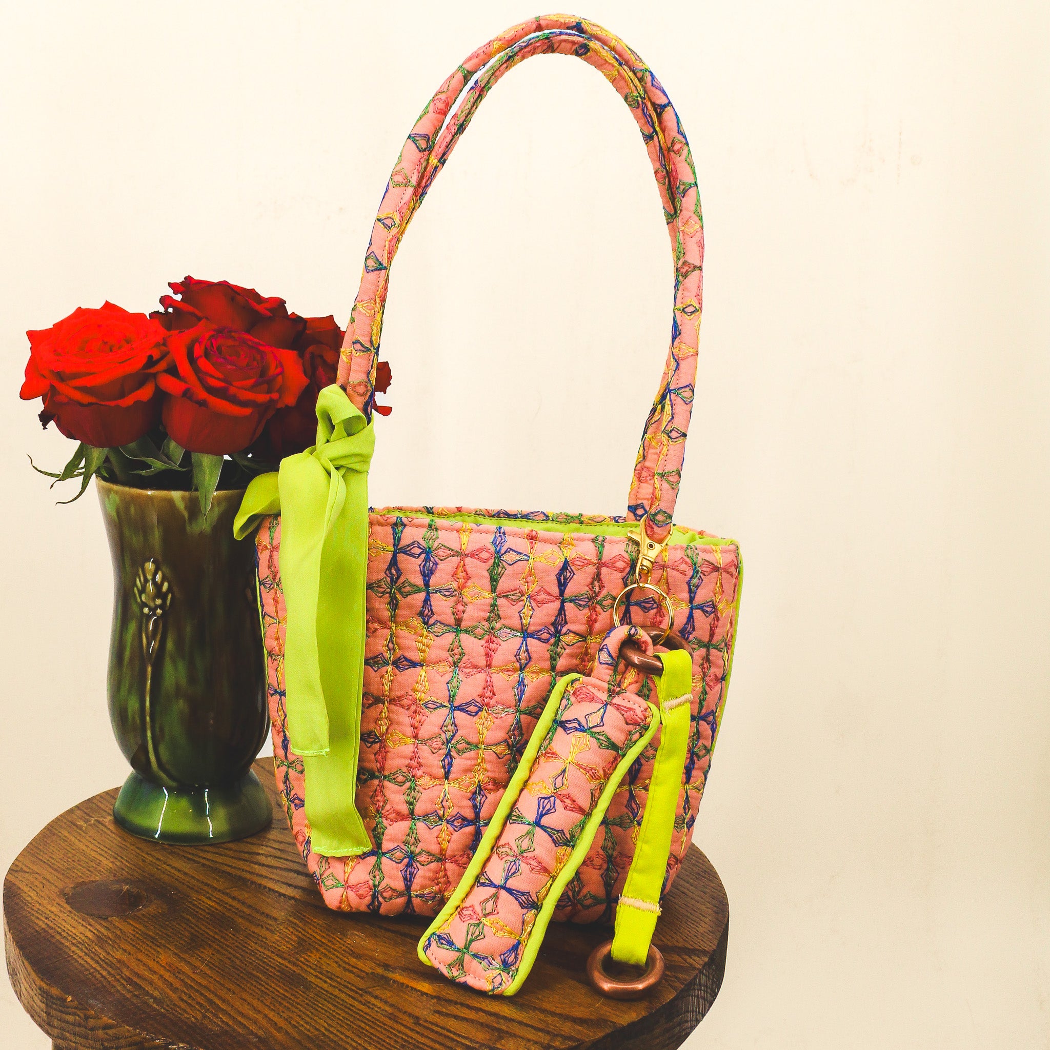 millie mini-purse -  50s embroidered quilting