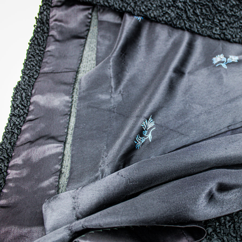 60s black karakulcha broadtail collared swing coat