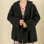 60s black karakulcha broadtail collared swing coat