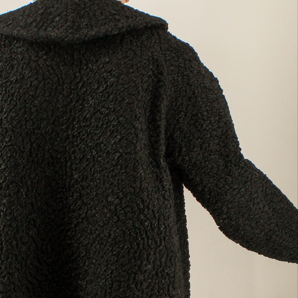 60s black karakulcha broadtail collared swing coat